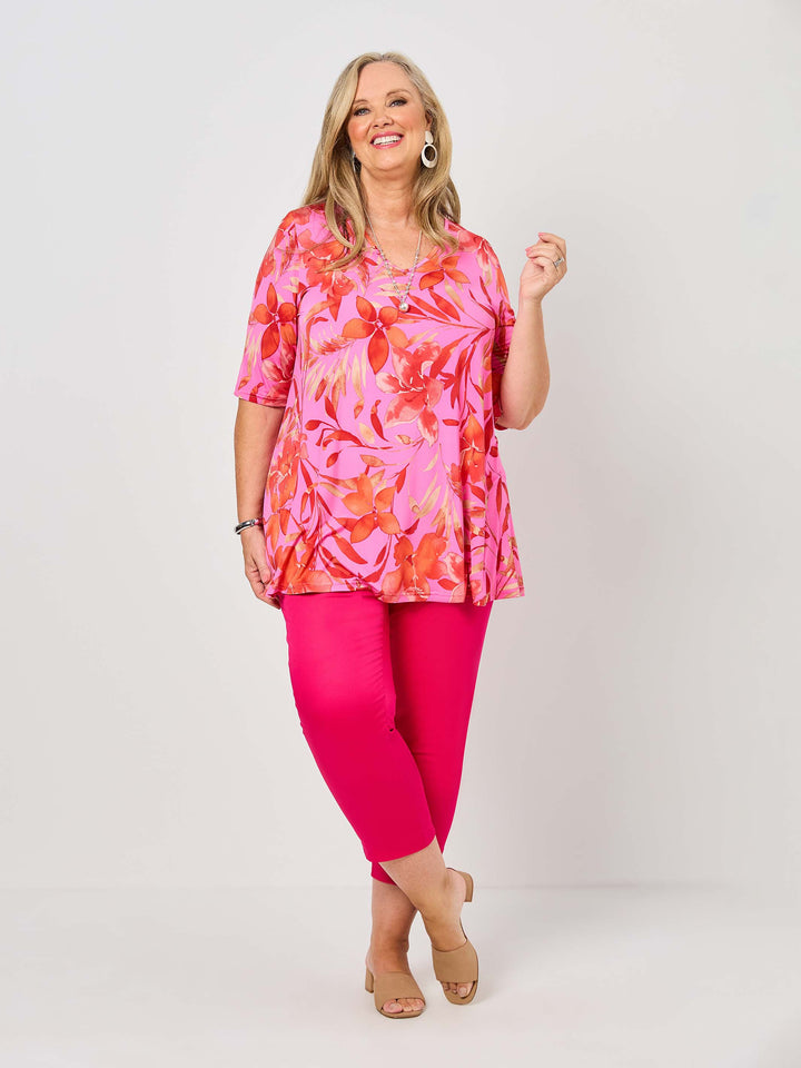 V-Neck Swing Jersey Top - Flossy