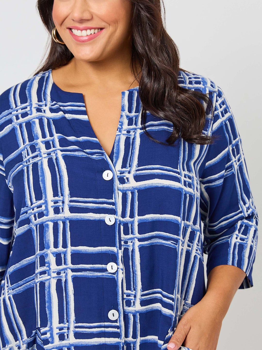 Front Pockets Button Thru Rayon Top - Trax