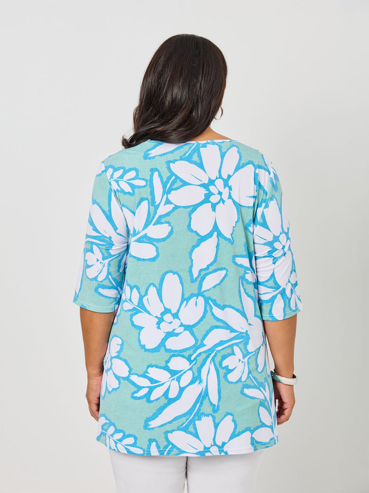 V-Neck Swing Jersey Top - Tiffany Flower