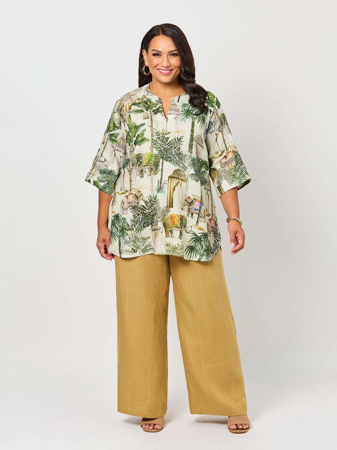 Pinstripe Linen Pant - Sahara