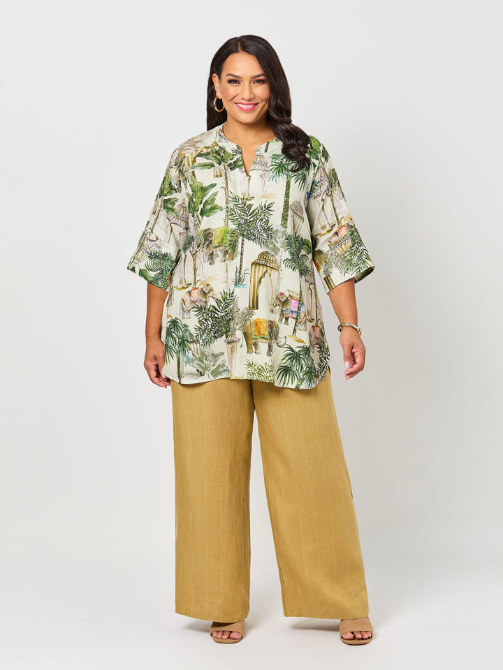 Pinstripe Linen Pant - Sahara