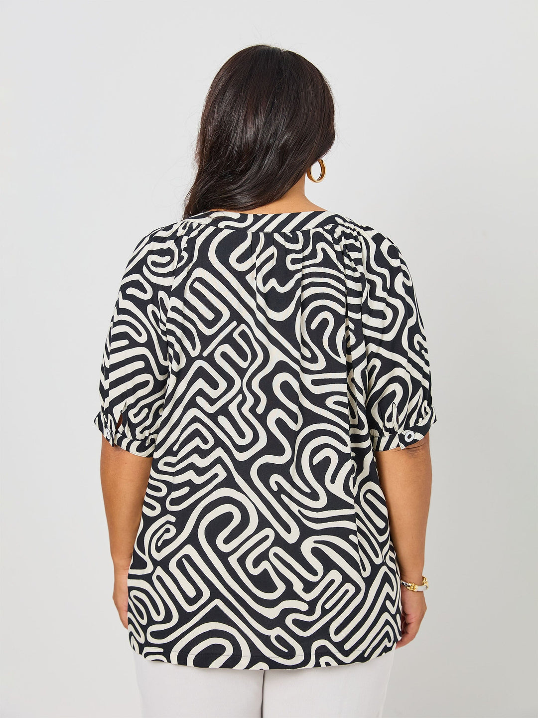 Button Thru Rayon Top - Maze