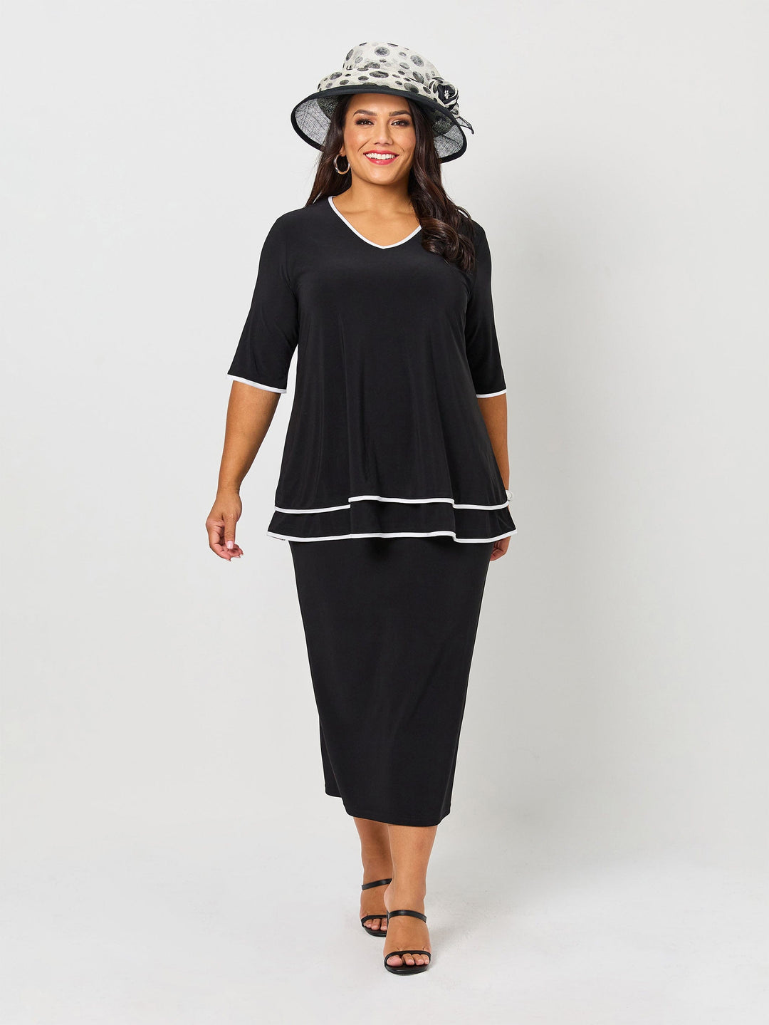 Contrast Trim Jersey Top - Black