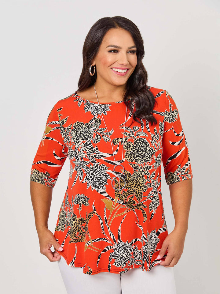 Elbow Sleeve Round Neck Jersey Top - Wild & Native