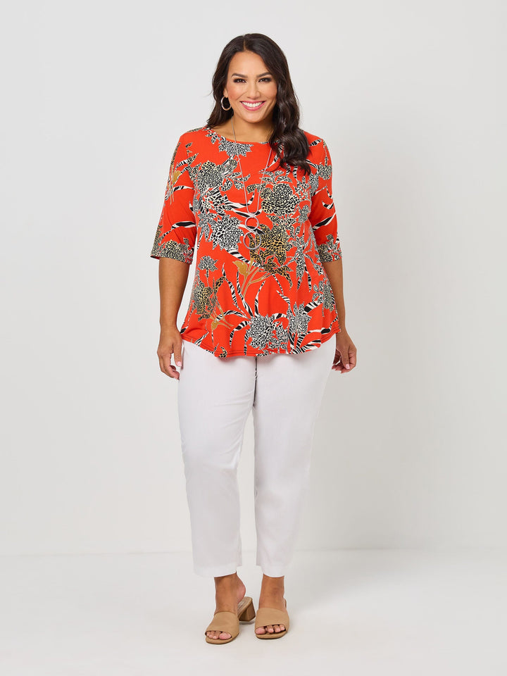 Elbow Sleeve Round Neck Jersey Top - Wild & Native