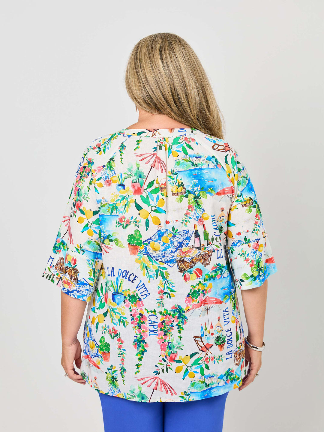 Nehru Collar Print Cotton Top - La Dolce Vita