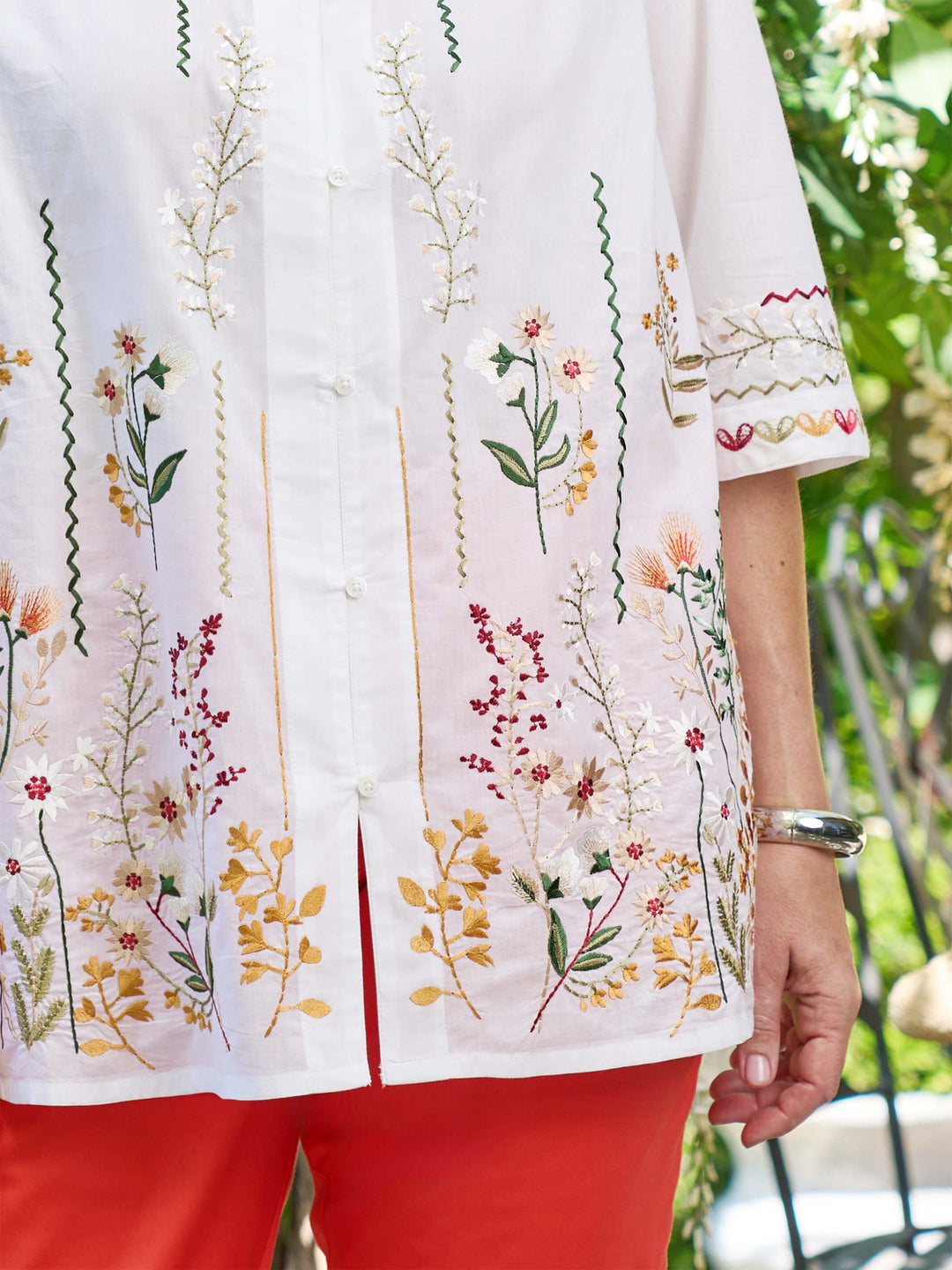 Embroidered Cotton Shirt - Wildflowers