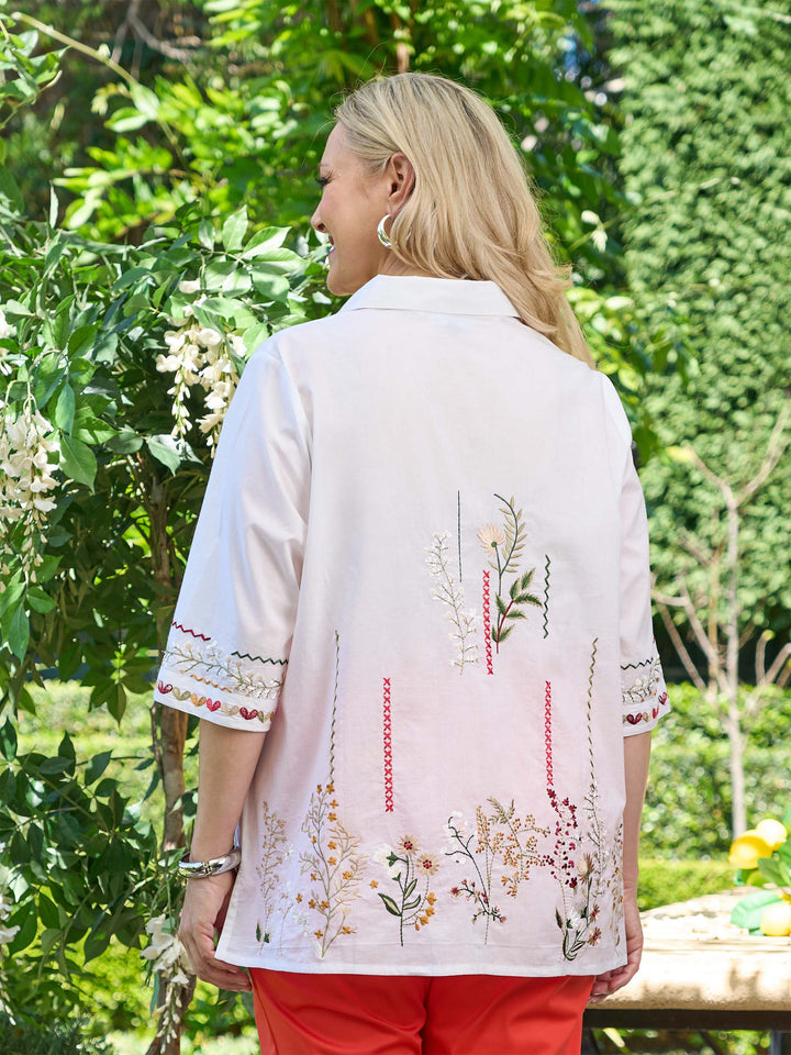 Embroidered Cotton Shirt - Wildflowers