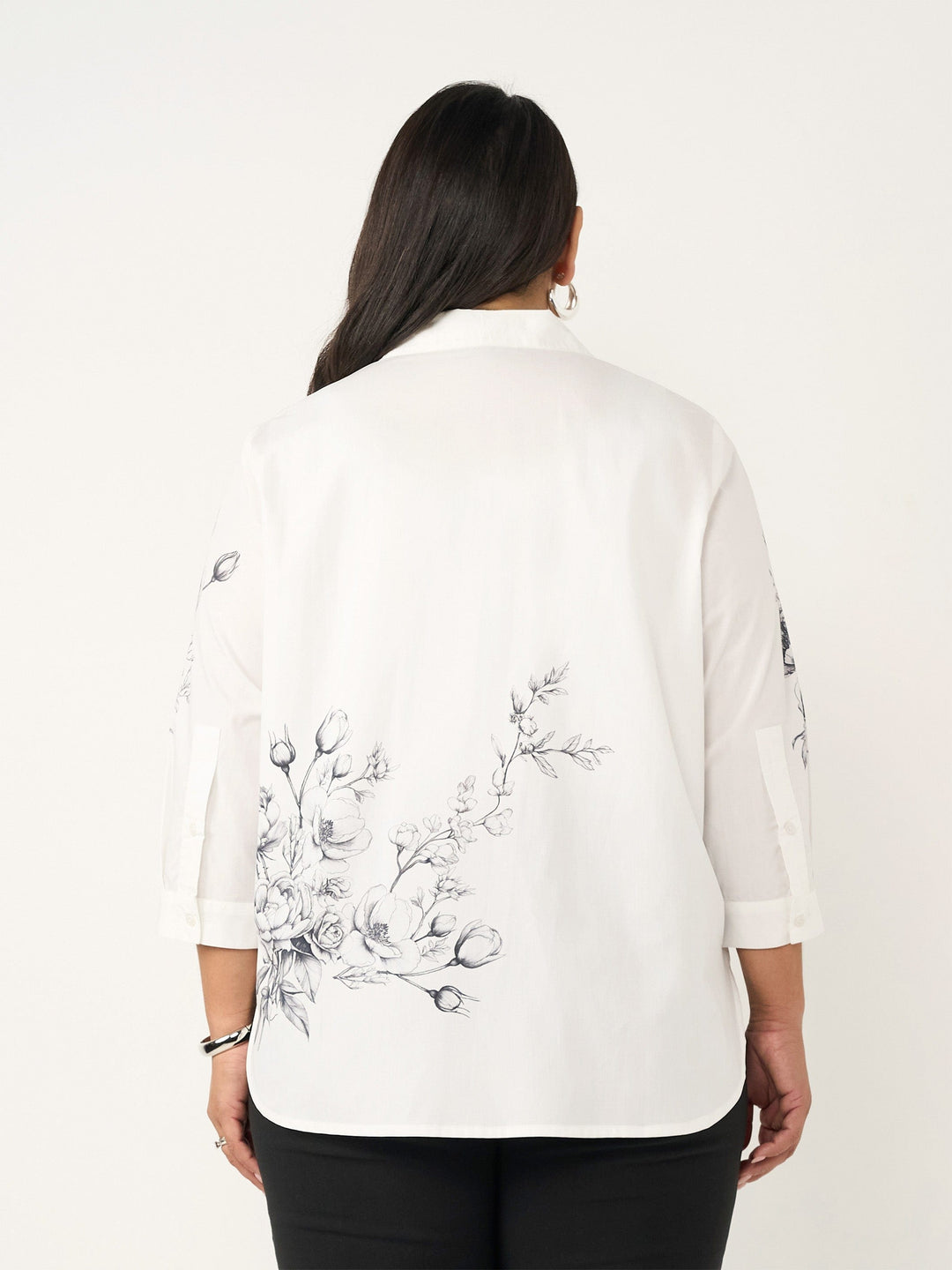 Collared Cotton Shirt - Floral Etchings