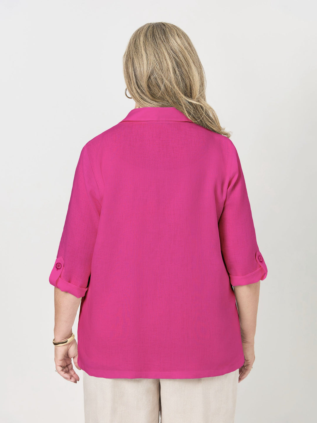 Linen Tab Shirt - Cerise