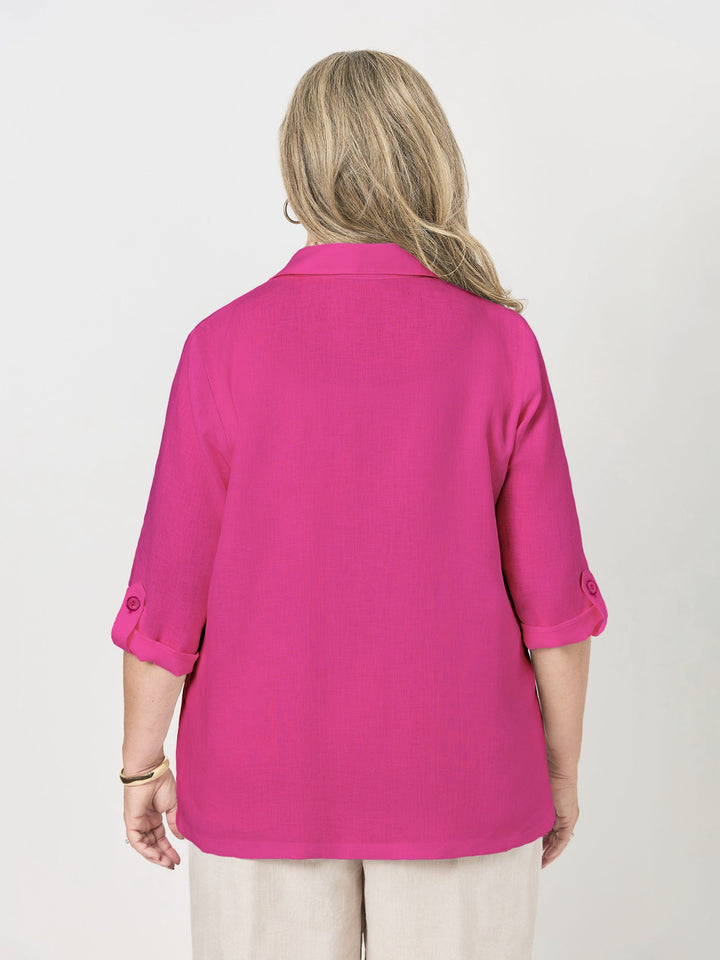 Linen Tab Shirt - Cerise