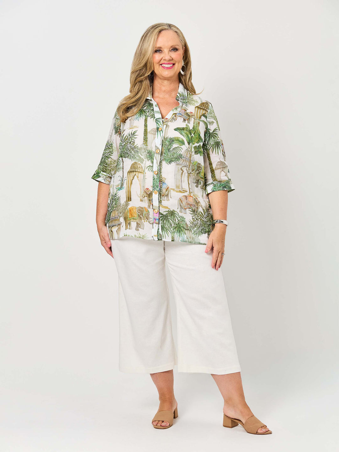 Collared Linen Shirt - Ramie on Safari