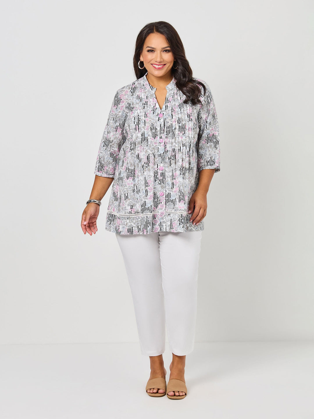 Nehru Collar Tucked Cotton Shirt - Country Living