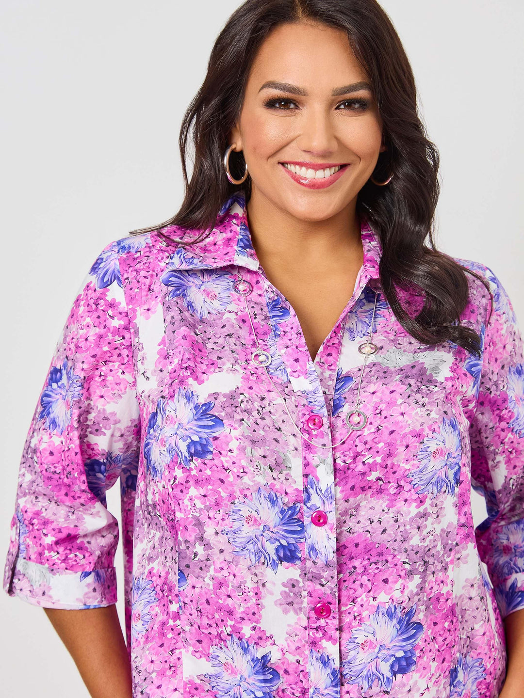 Collared Cotton Tab Shirt - Lilac Wisteria