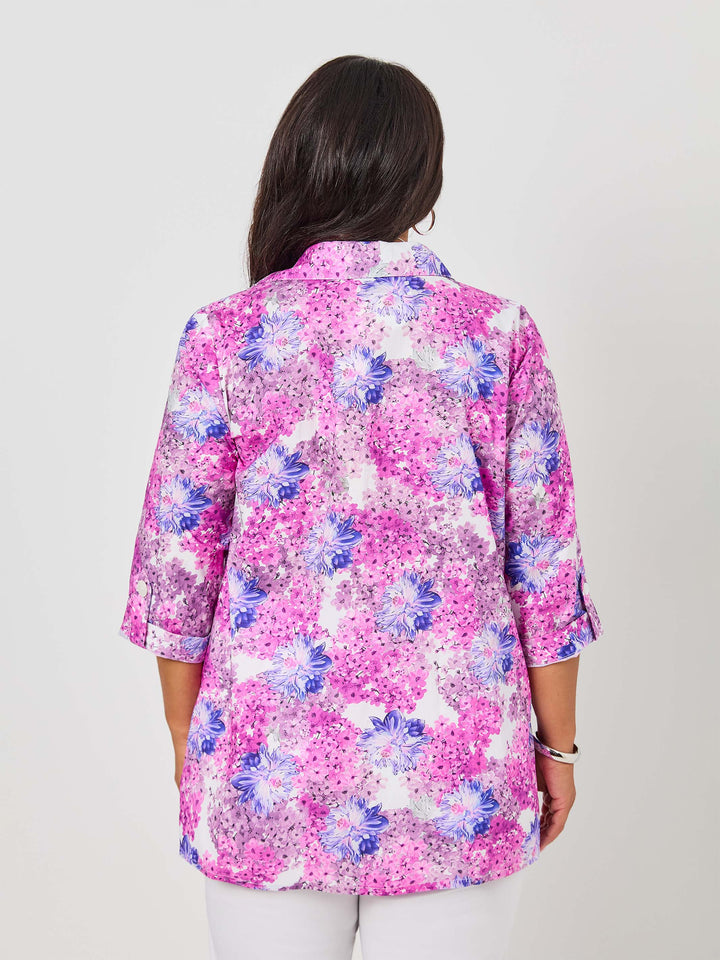 Collared Cotton Tab Shirt - Lilac Wisteria