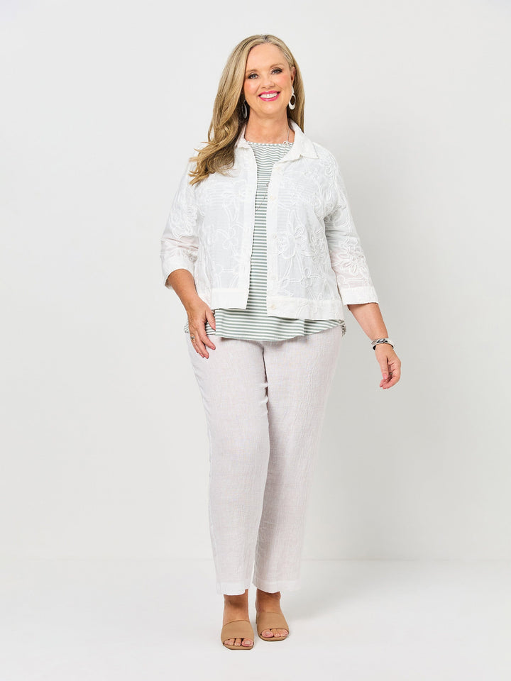 Embroidered Cotton Jacket - White