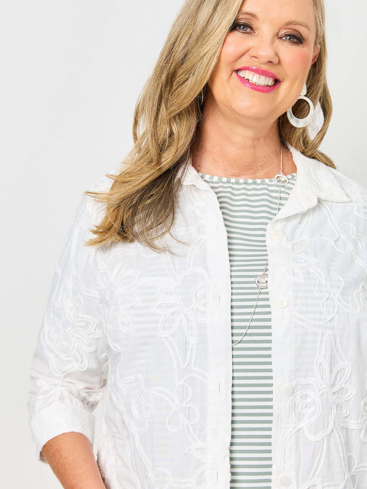 Embroidered Cotton Jacket - White