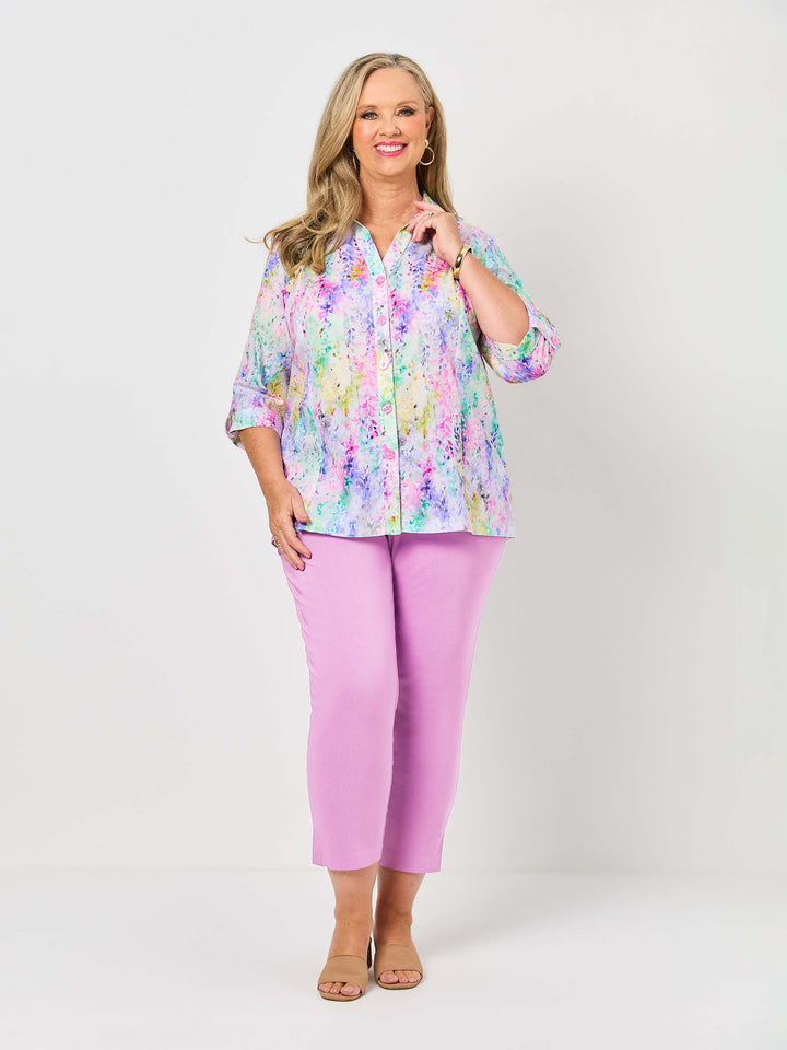 Collared Cotton Tab Shirt - English Garden