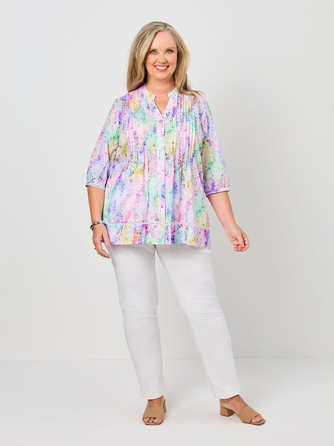 Nehru Collar Cotton Shirt - English Garden