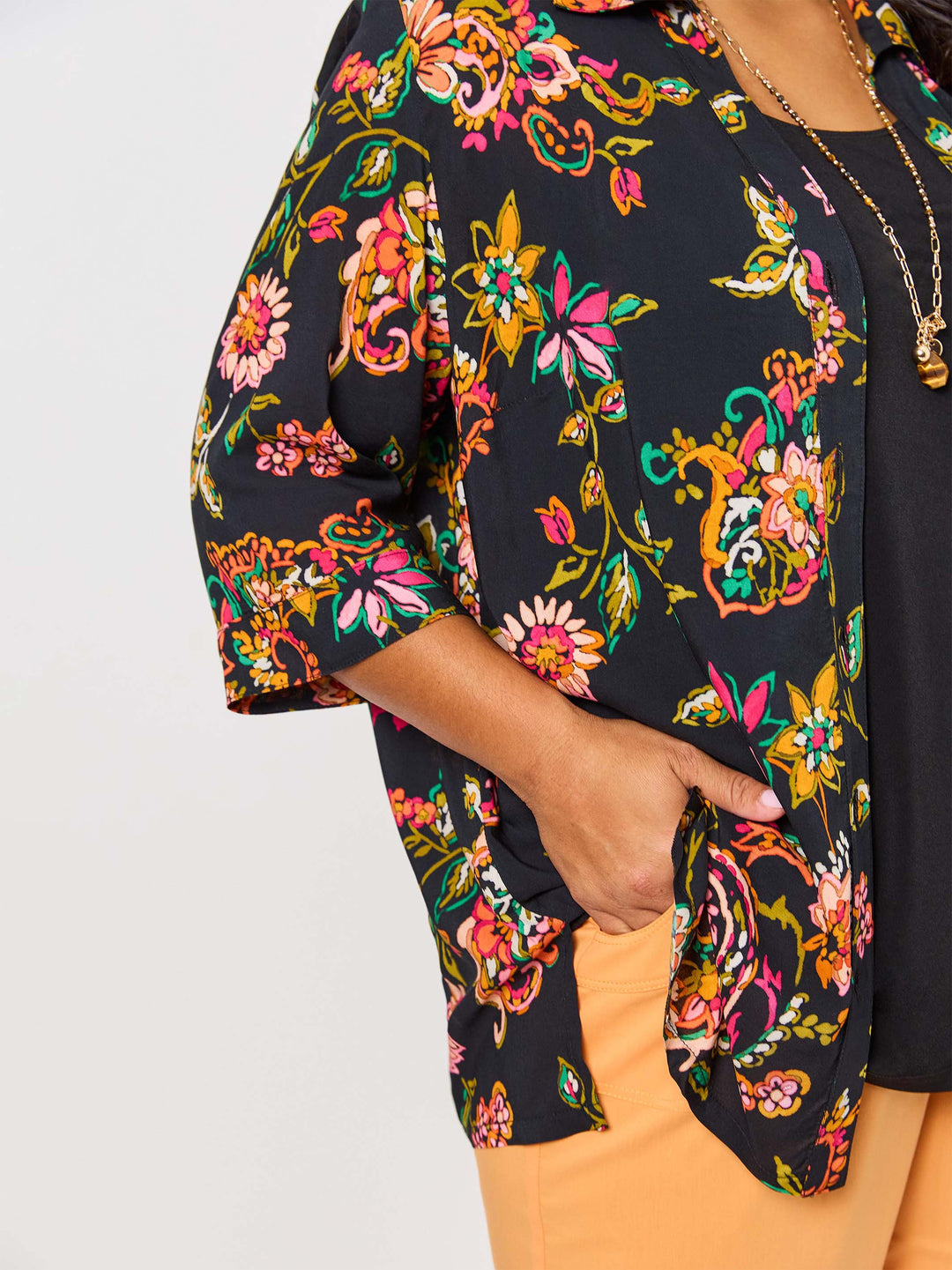 Collared Print Shirt- Flowers at Dusk