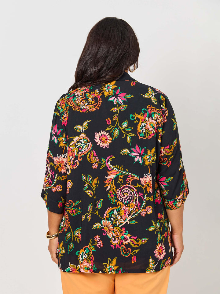 Collared Print Shirt- Flowers at Dusk