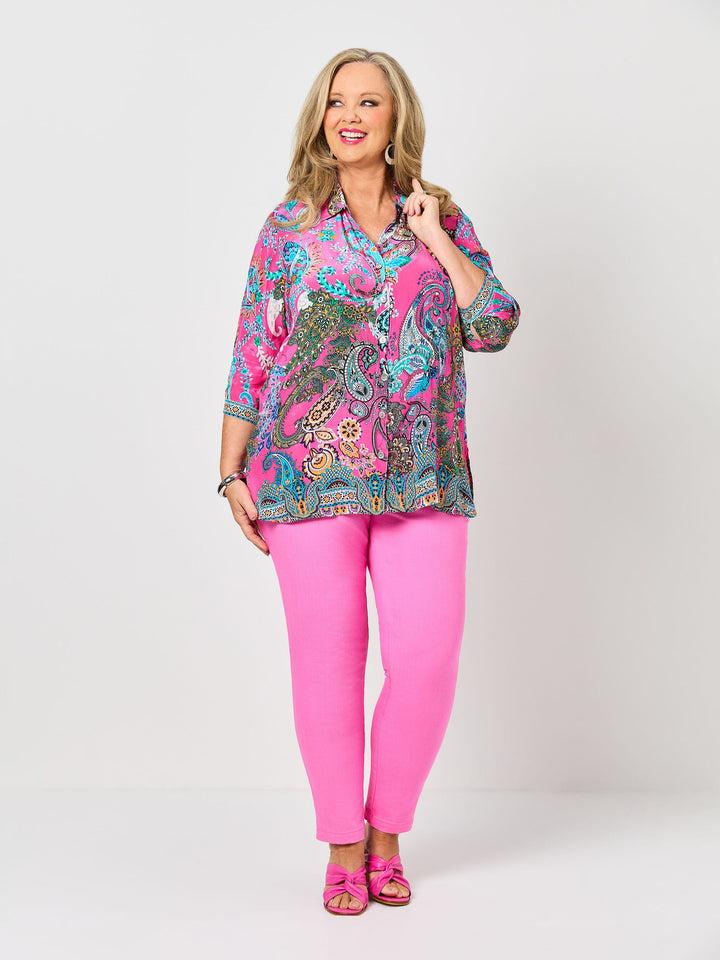 Emma Print Collared Shirt - Pink