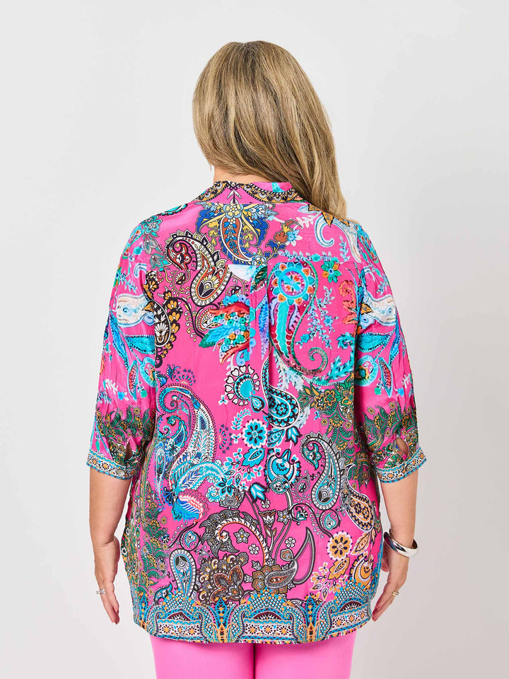 Emma Print Collared Shirt - Pink