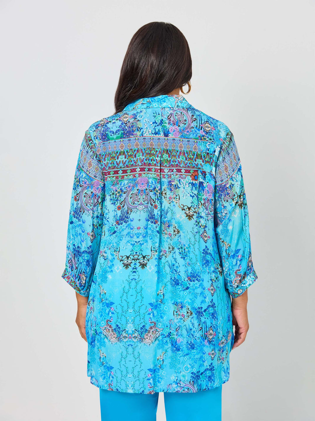 Harper Print Collared Shirt - Blue
