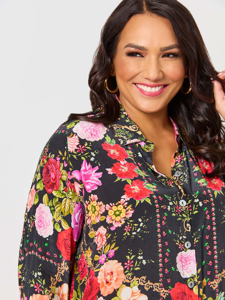 Jo Jo Print Collared Shirt - Black