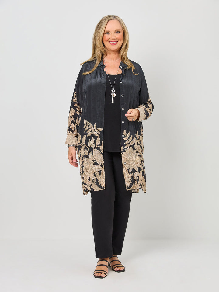 Eloise Print Long Line Collared Shirt