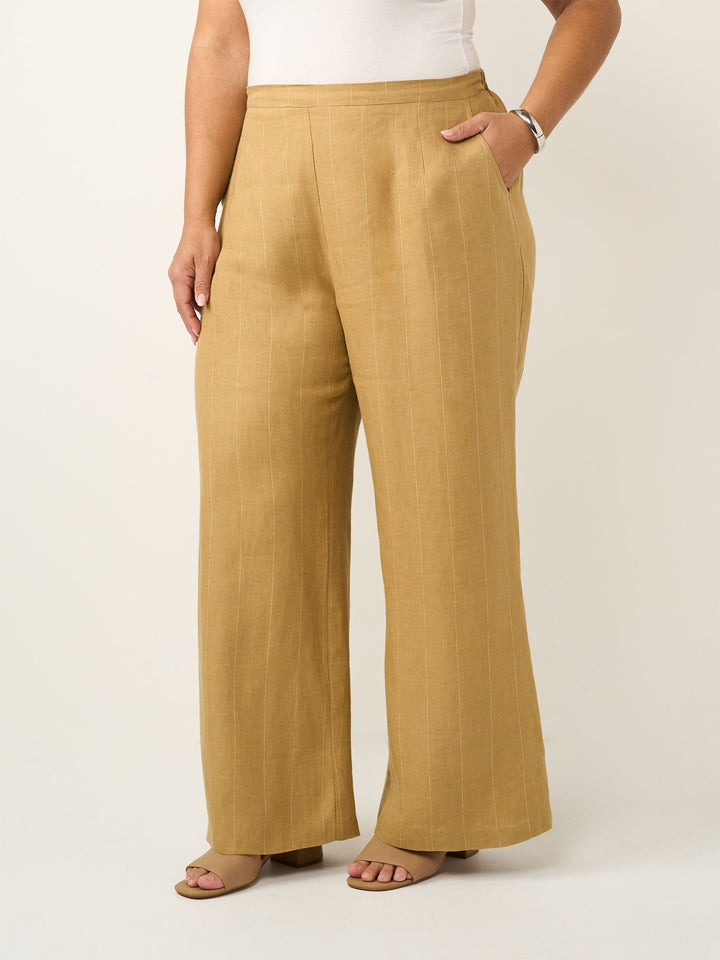 Pinstripe Linen Pant - Sahara