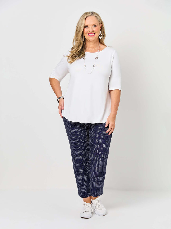 Crop 7/8 Dot Stretch Pant - Navy