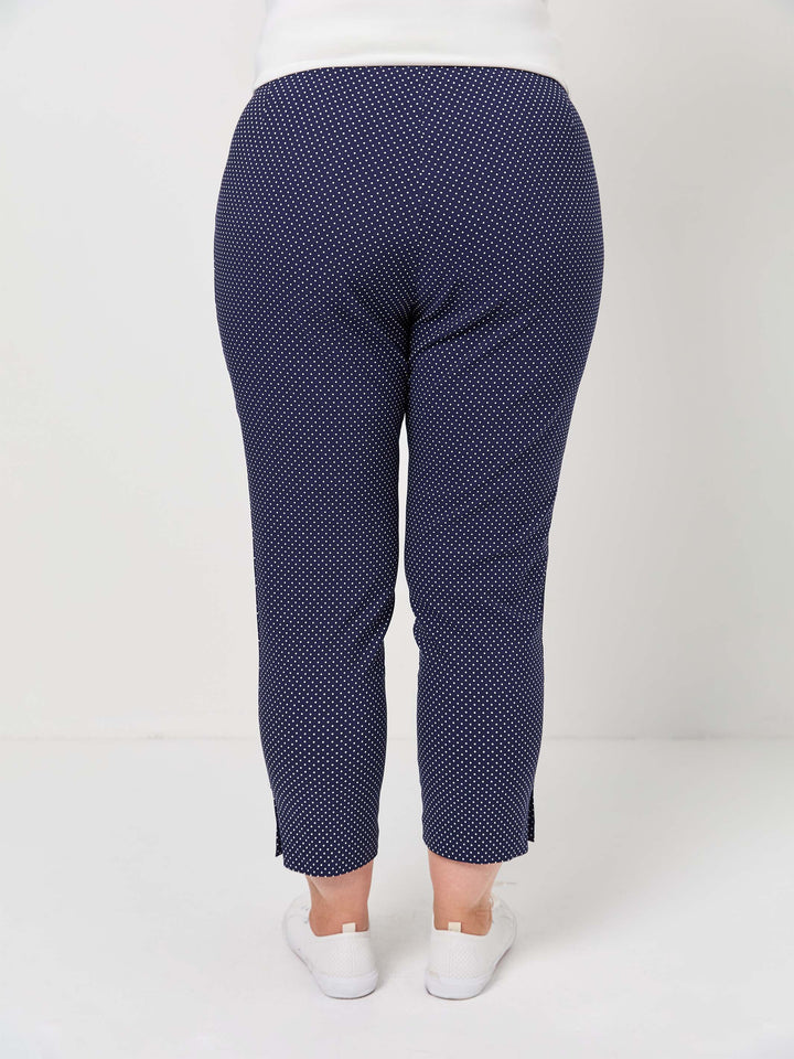 Crop 7/8 Dot Stretch Pant - Navy