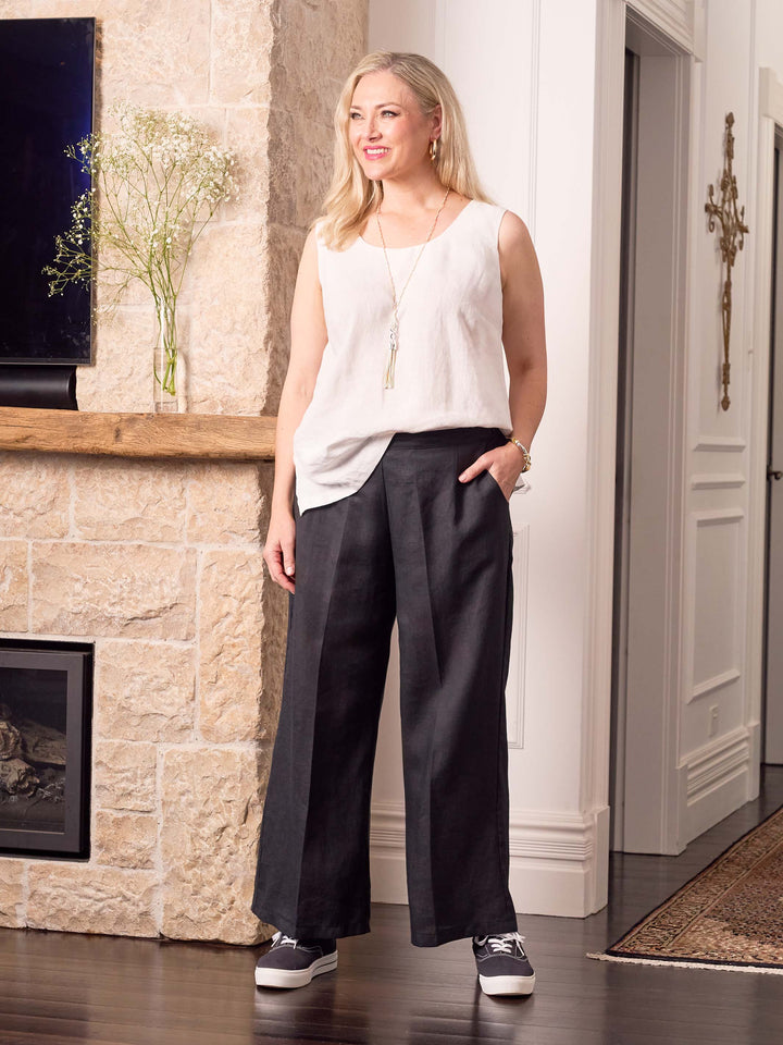 Linen Wide Leg Pant - Black