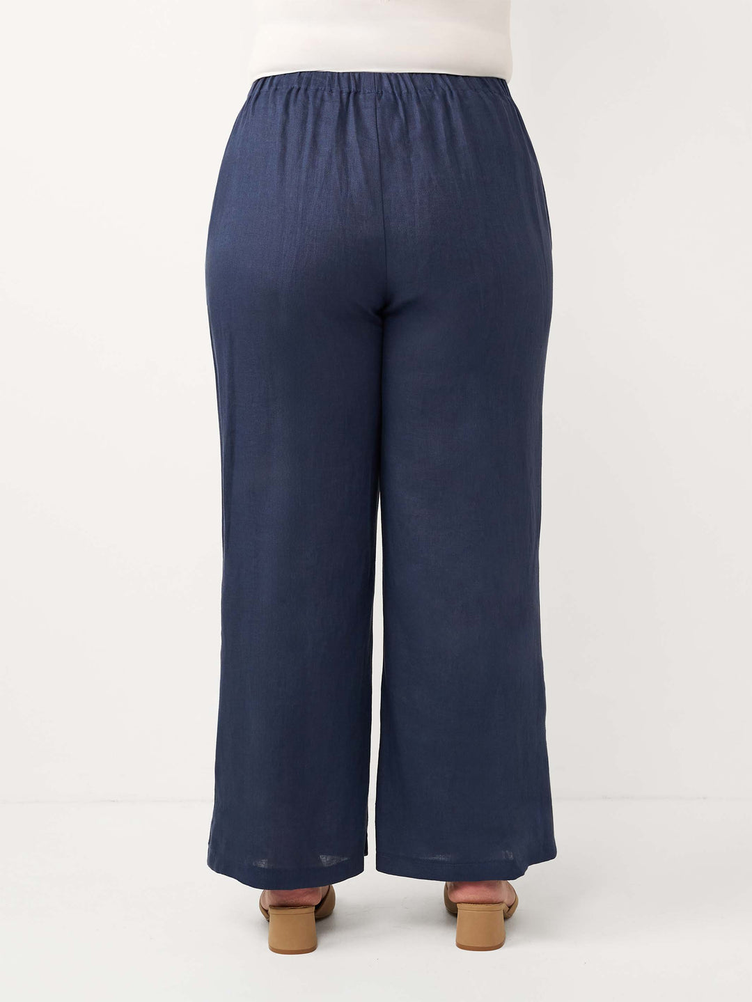 Linen Wide Leg Pant - Navy