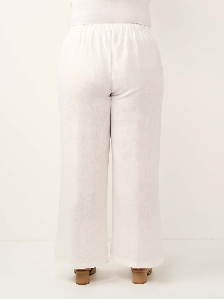 Linen Wide Leg Pant - White