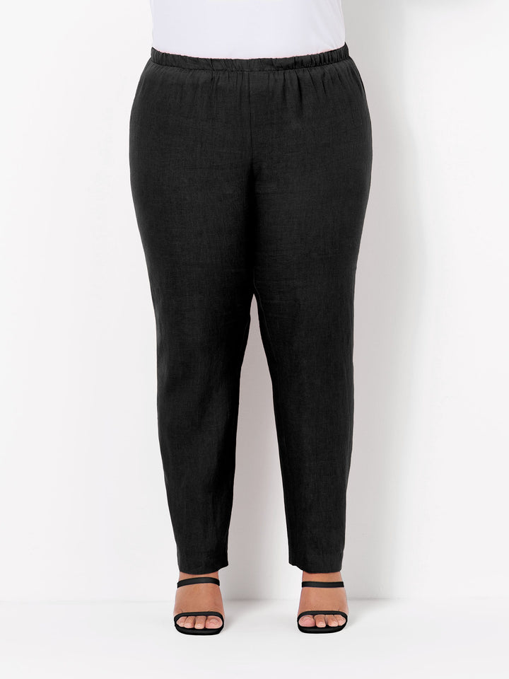 Slim Leg Linen Pant - Black