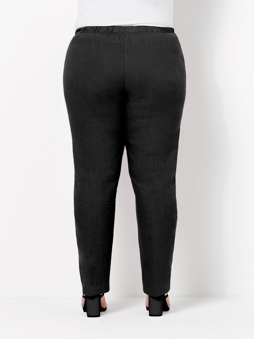 Slim Leg Linen Pant - Black