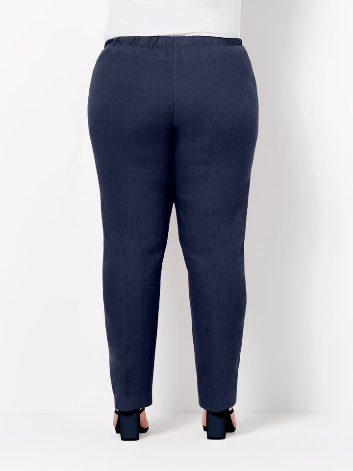 Slim Leg Linen Pant - Navy