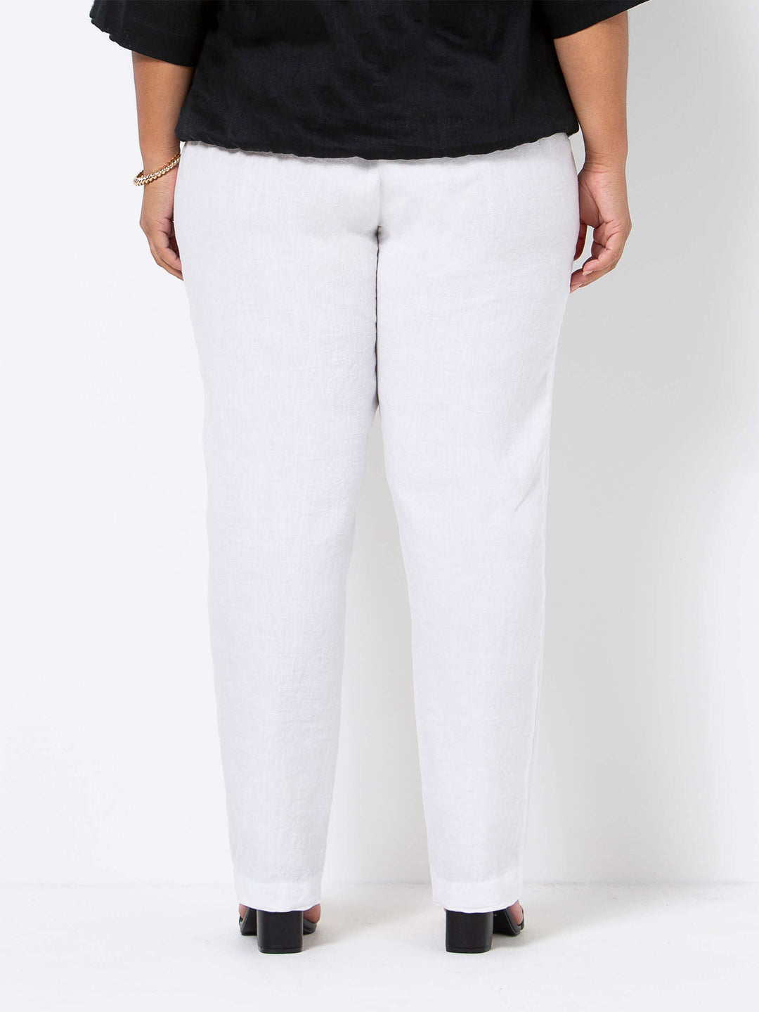 Slim Leg Linen Pant - White