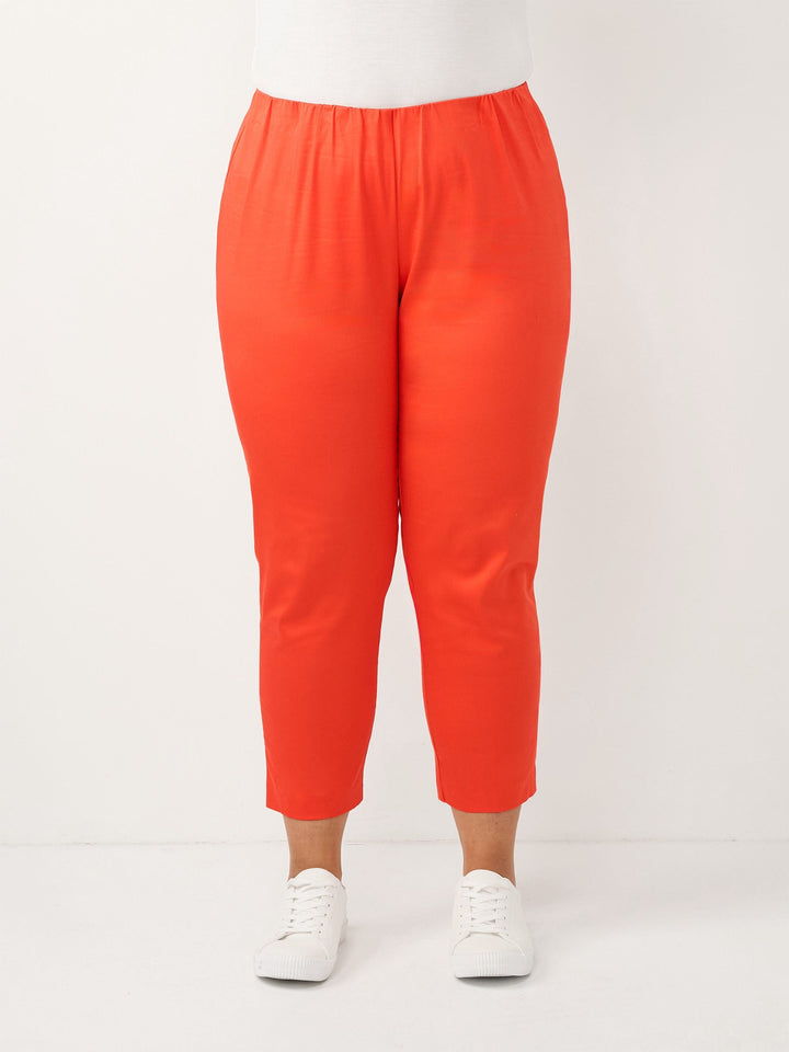 Crop 7/8 Stretch Cotton Sateen Pant - Coral