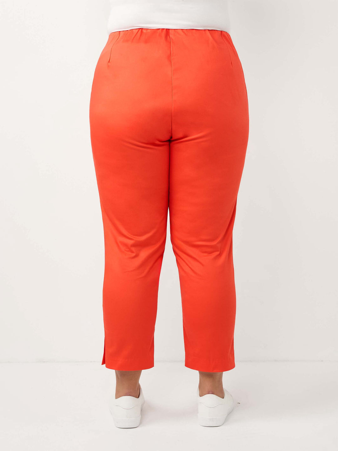 Crop 7/8 Stretch Cotton Sateen Pant - Coral