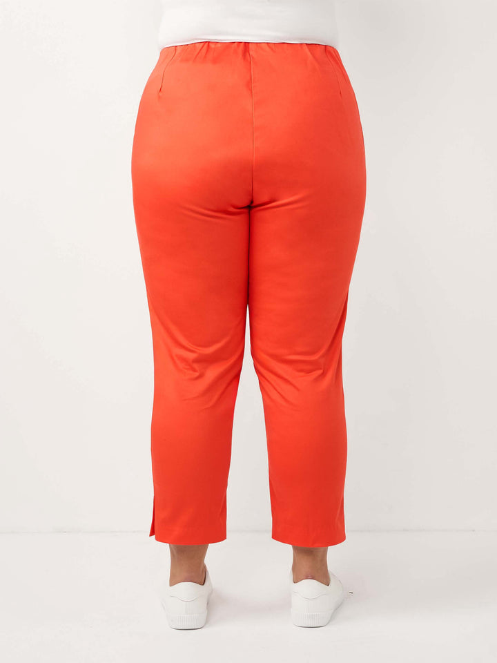 Crop 7/8 Stretch Cotton Sateen Pant - Coral
