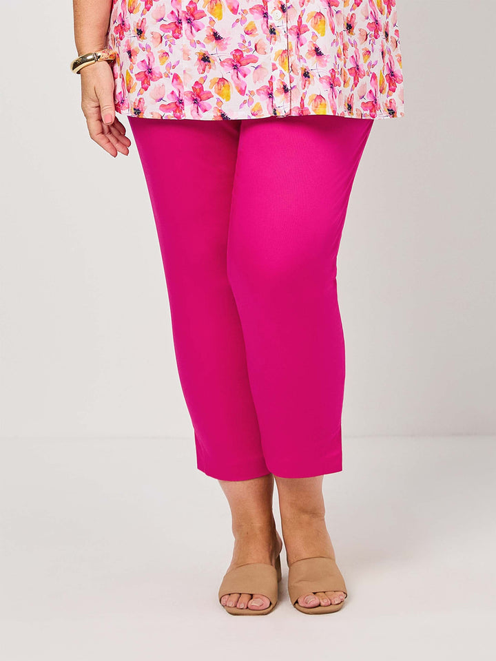 Crop 7/8 Stretch Cotton Sateen Pant - Cerise