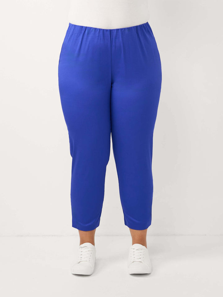 Crop 7/8 Stretch Cotton Sateen Pant - Cobalt