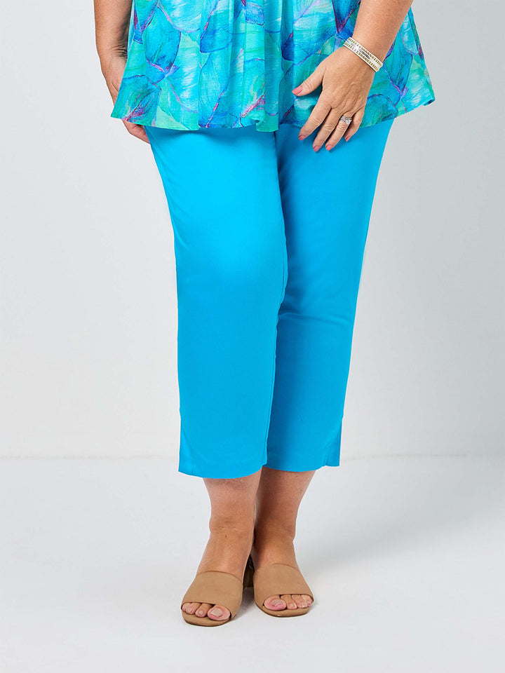 Crop 7/8 Stretch Cotton Sateen Pant - Turq