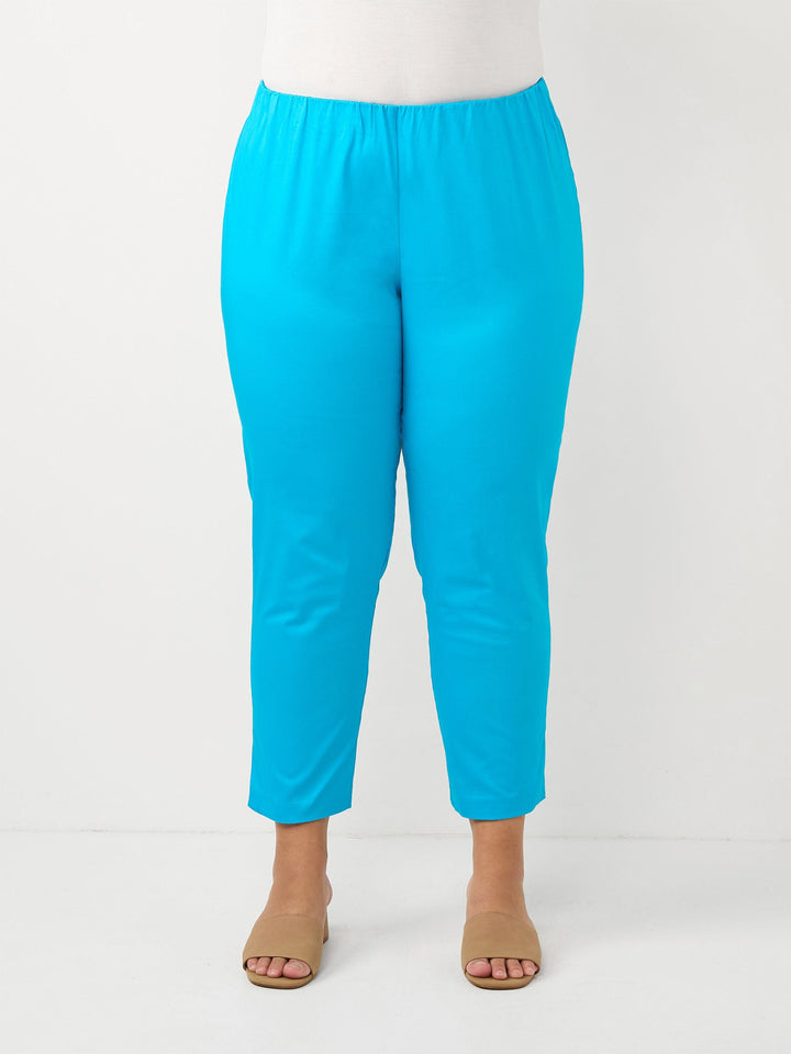 Crop 7/8 Stretch Cotton Sateen Pant - Turq