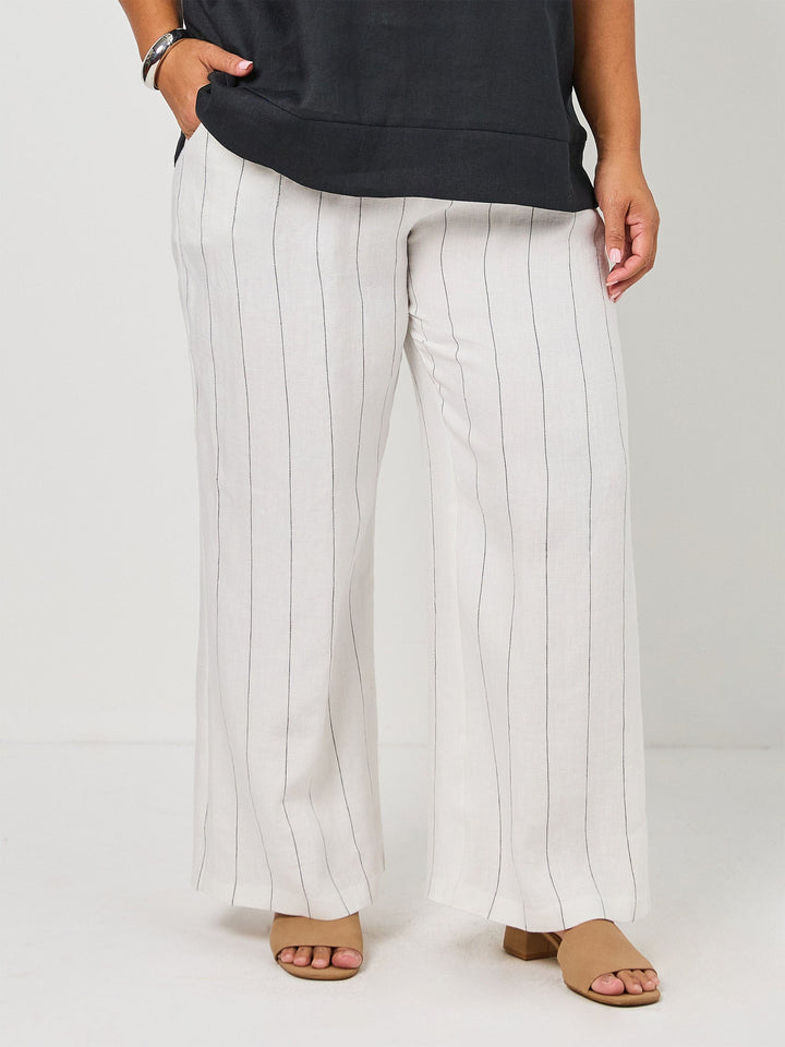 Pinstripe Linen Pant - Ivory/Black