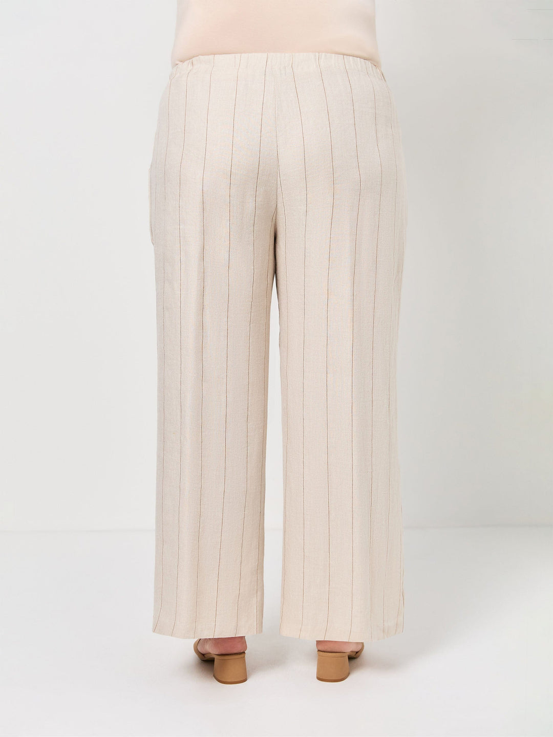 Pinstripe Linen Pant - Natural/Cocoa
