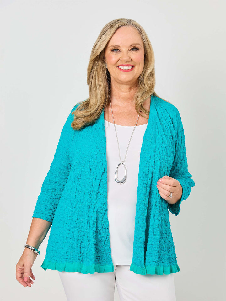 Seersucker Knit Jacket - Emerald